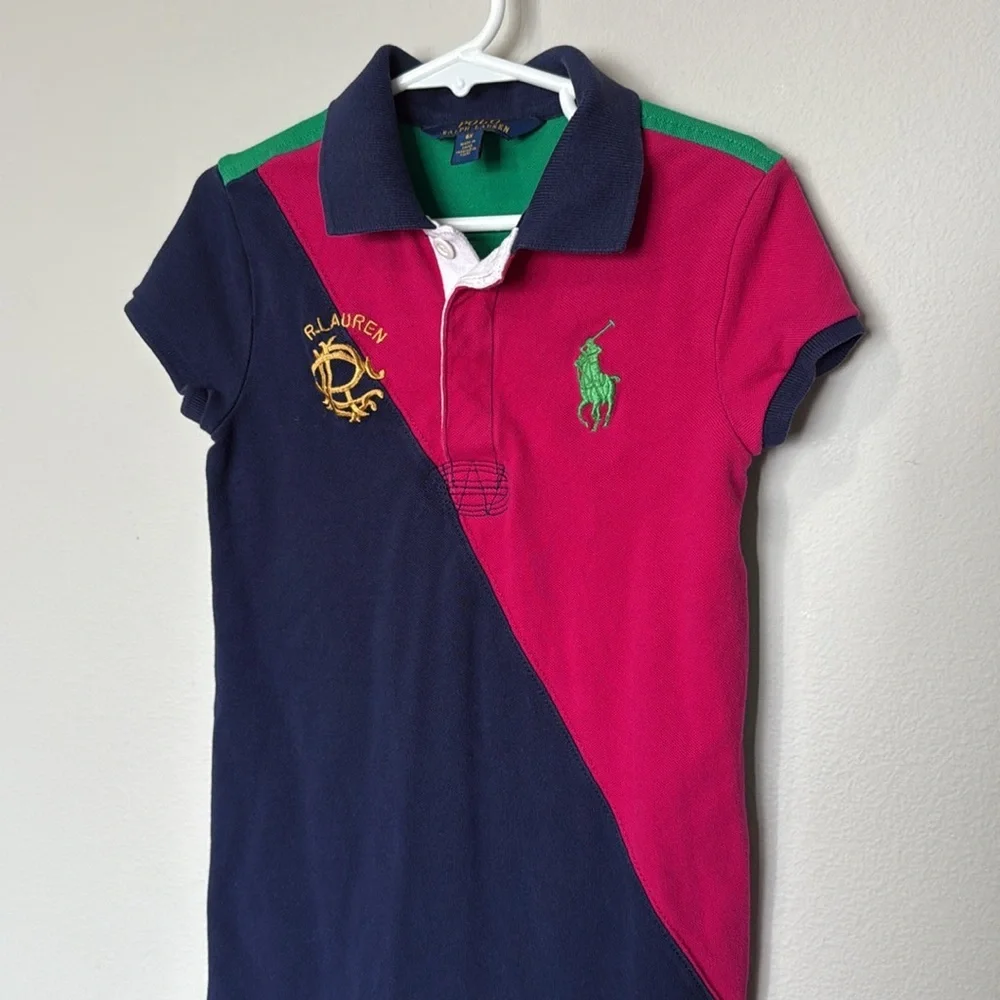 Polo Ralph Lauren Girls Dress Size 6X Colorful Classic Preppy Logo Pony Collar